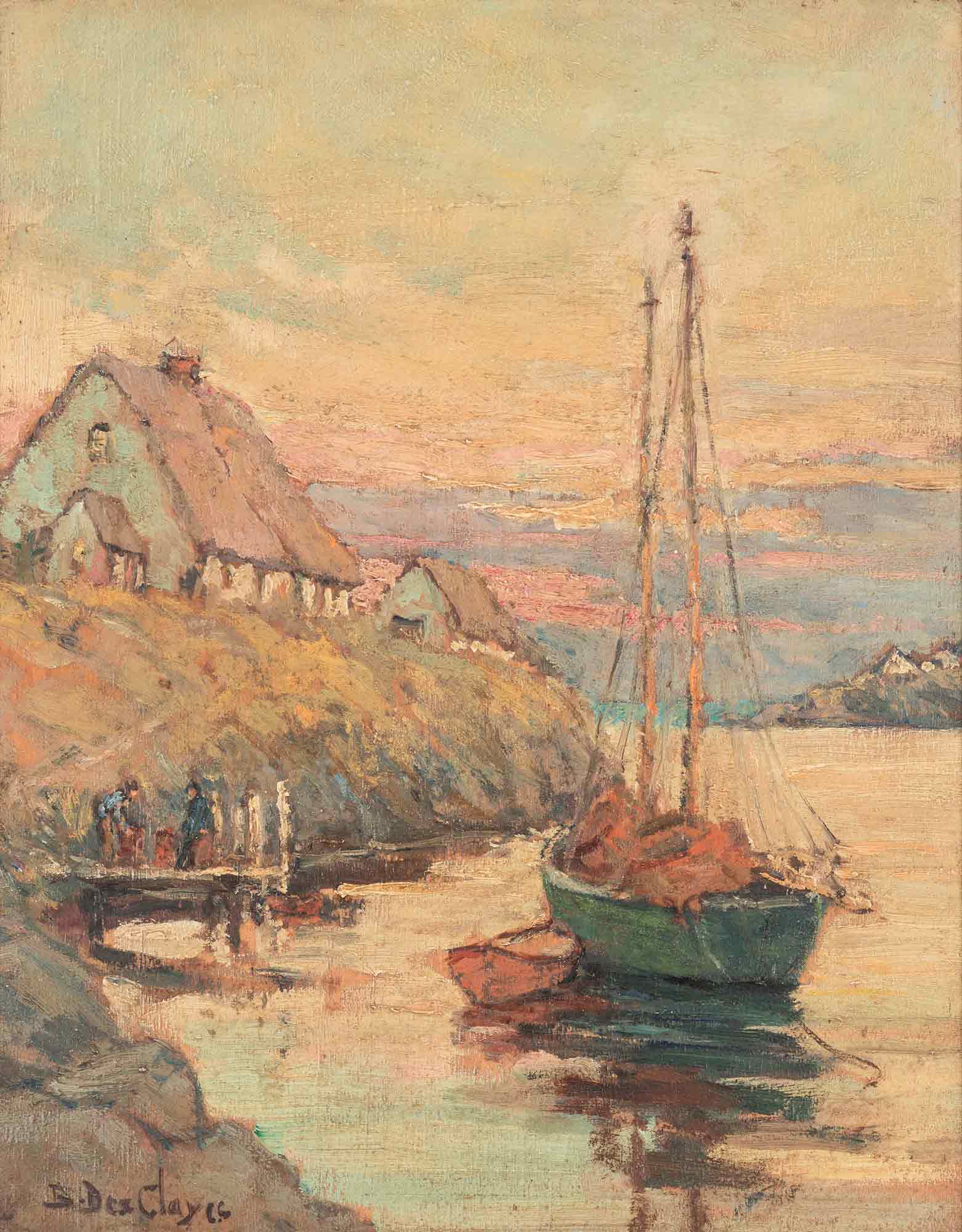 Berthe Des Clayes Oil Painting 'Blue Rocks Harbour - Nova Scotia'