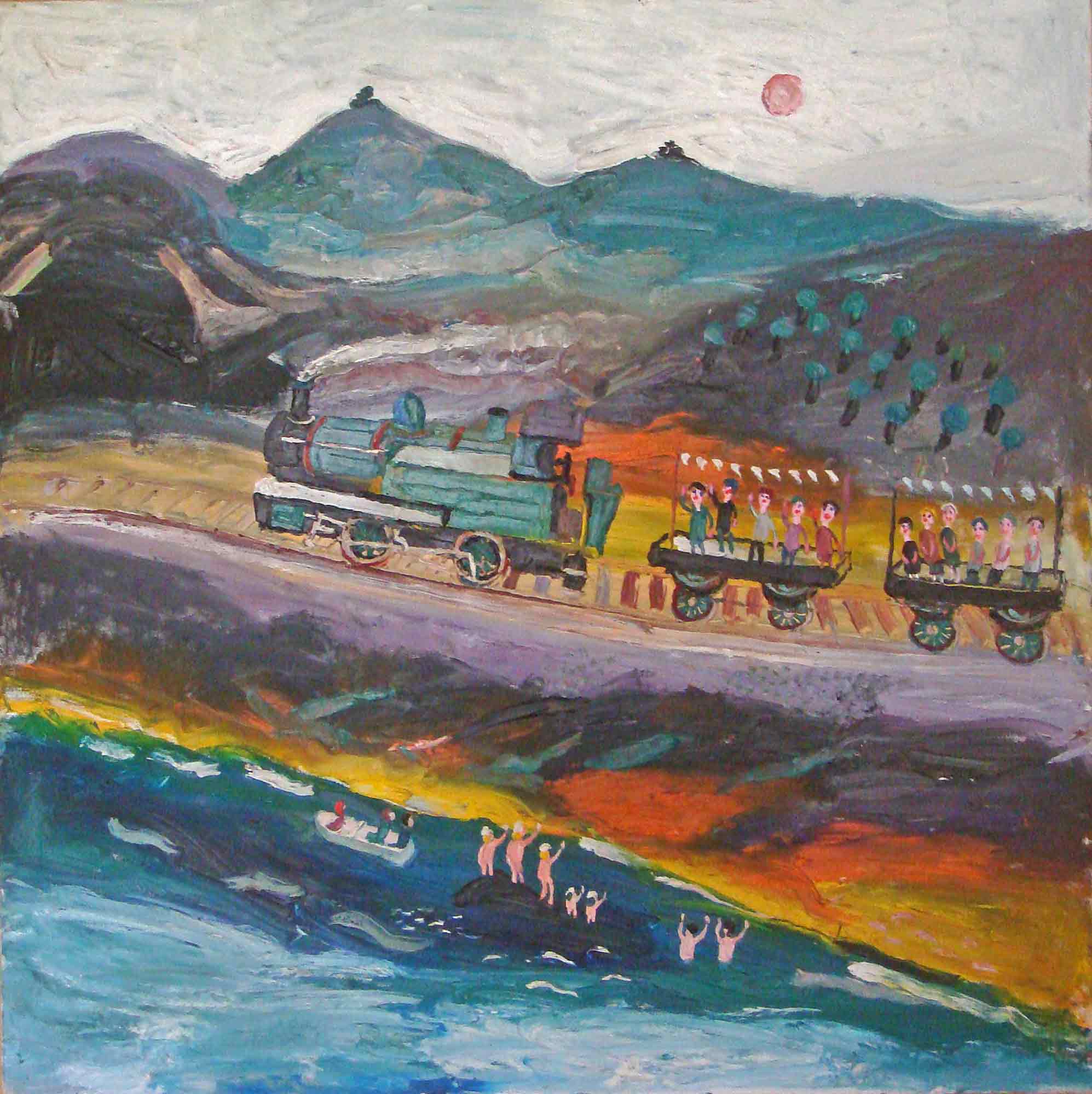 Fred Yates Acrylic Painting 'Train Journey'