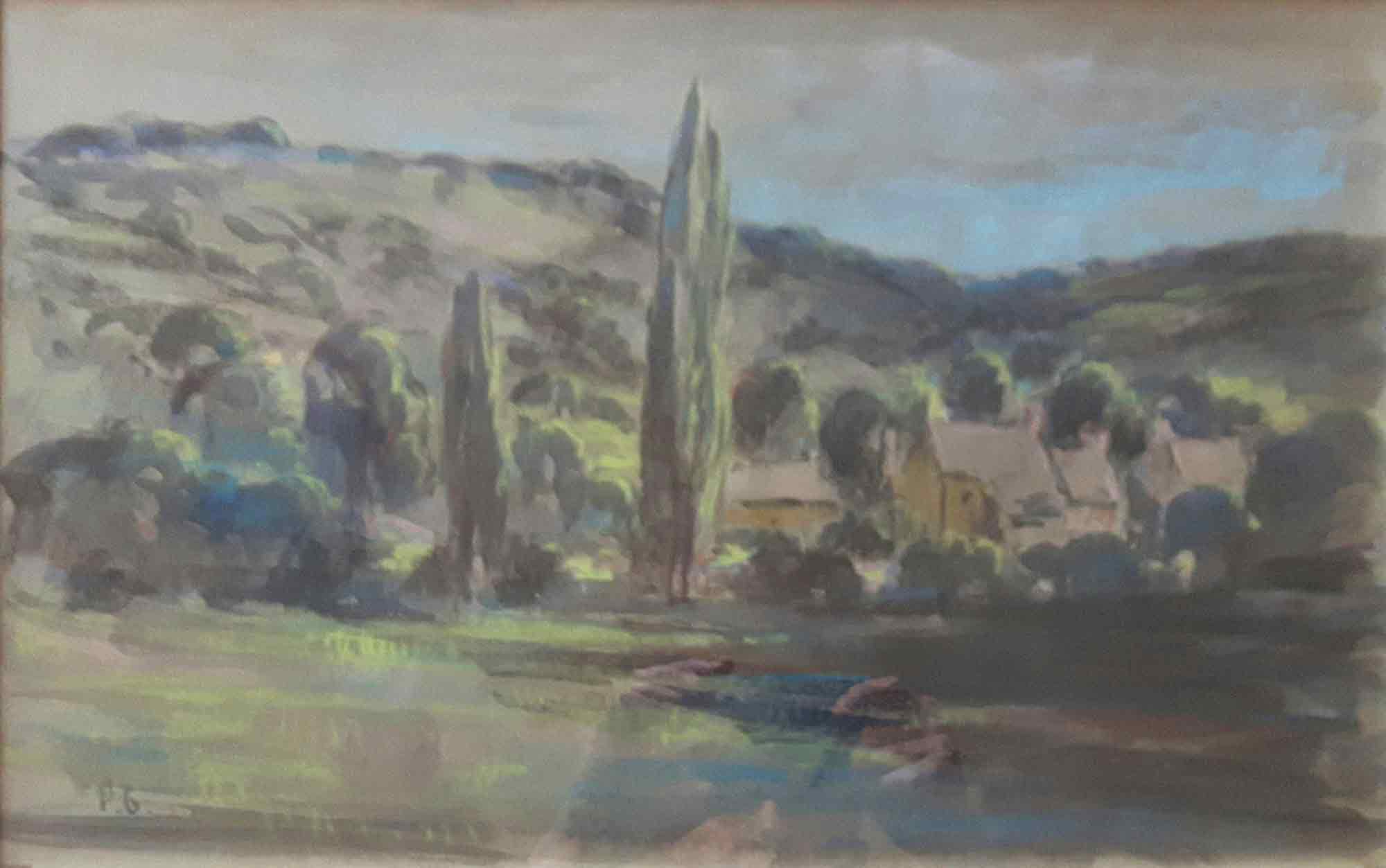 Phelan Gibb 'A country landscape with cottages in the distance'